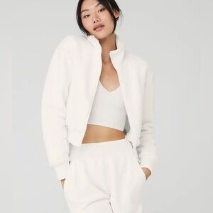 ALO YOGA Micro Sherpa Destiny Jacket Womens Fleece Bomber Full